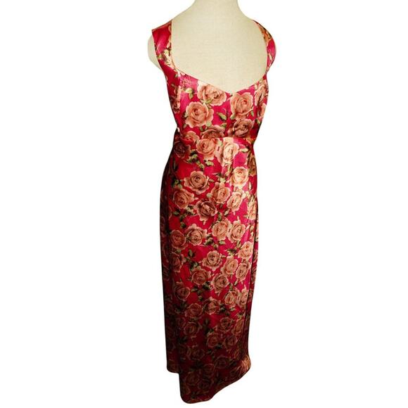 Wild Fable XXL Rose Print Satin Dress Pink Floral Sleeveless - Picture 4 of 14